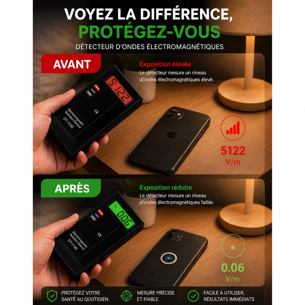 Détecteur EMF avant après